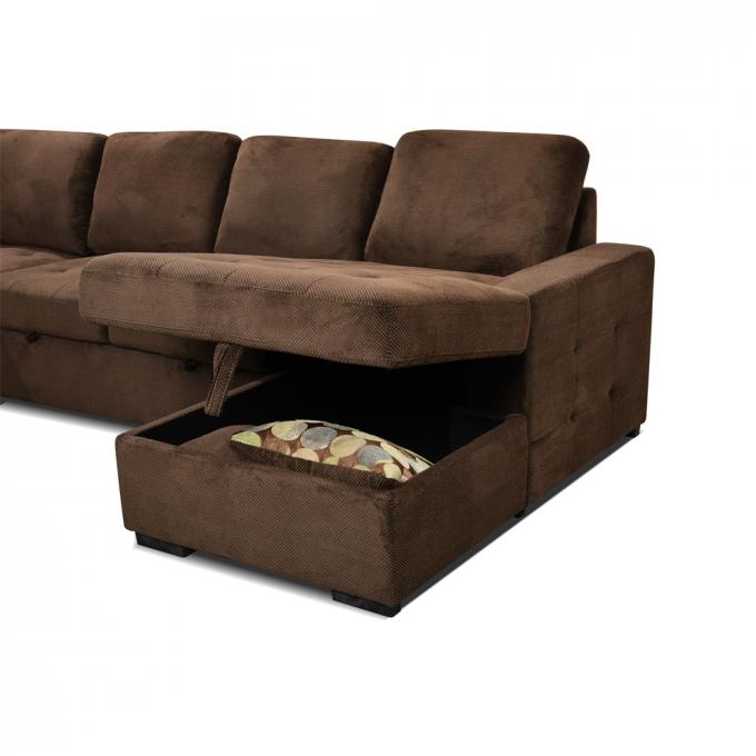 Beige living room sofa bed with storage Modern big U shaped sofa sleeper Europe North America big corner sectional sofa 5