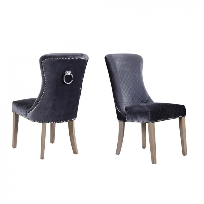 Apartment Nontoxic Grey Velvet Dining Chairs , Anti Abrasion Side Chair Upholstered 1
