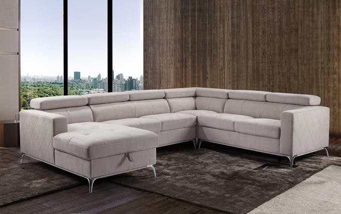 OEM/ODM Furniture Manufacturer Modern Living room sofa fabric sectional sofa couch with headrest and storage 1