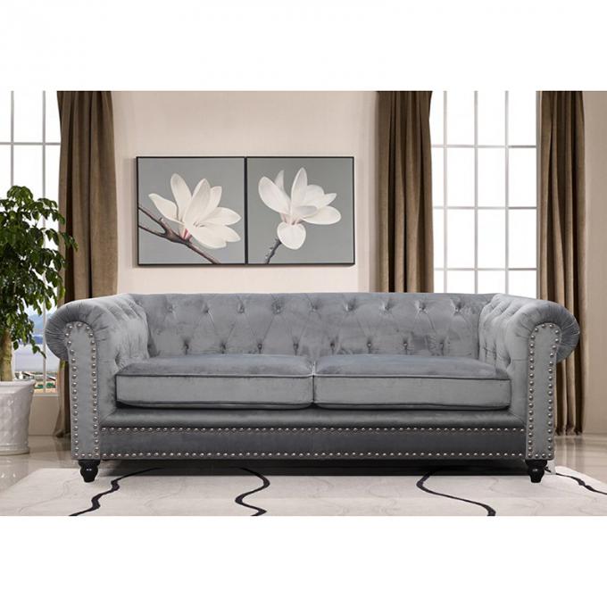 Italian Furniture Modern Queen Sofa Living Room Furniture Velvet Tufted Gray Furniture Sofa Set 3+2 Luxury couch Settee 0