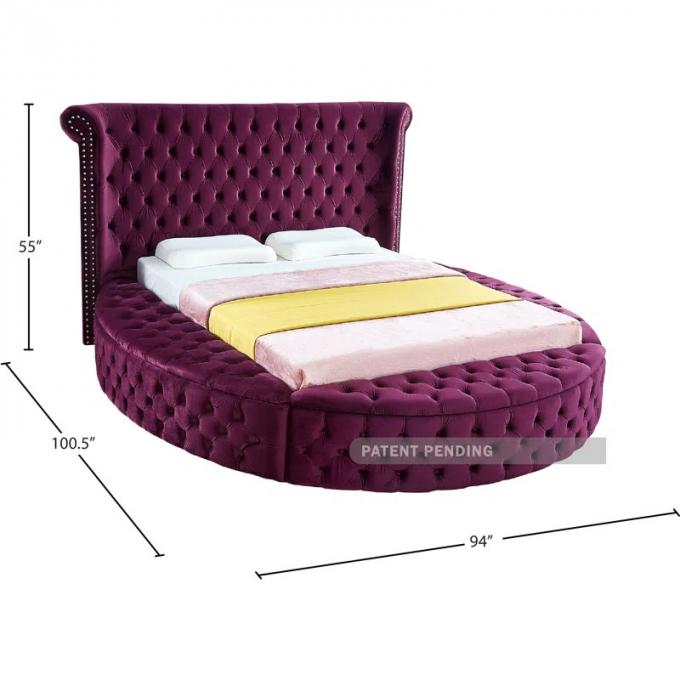 Cara Furniture Limited Factory direct velvet queen bedroom bed storage king round bed customizable bed room set 6