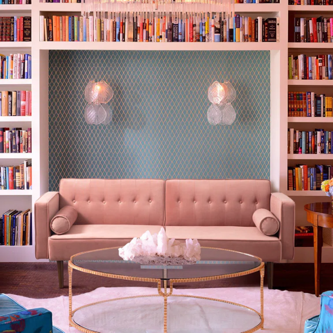 Top grade phone storageRetractable pocket fabric sofa pink girl small house sofa bed for living room 2