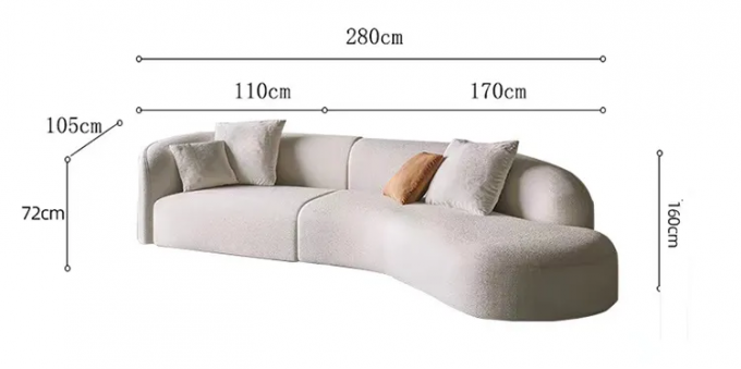 Italian cloud cream lamb velvet sofa set moon shaped curved light luxury Nordic sherpa lambs wool modern corner sofa bed 6