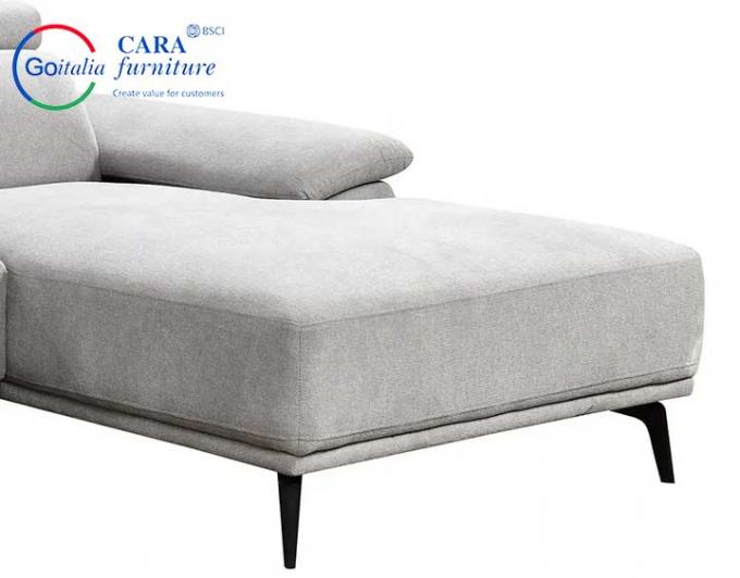 Modern Design Living Room Furniture Couch Adjustable Armrest Corner Sofa L Shape Fabric 4