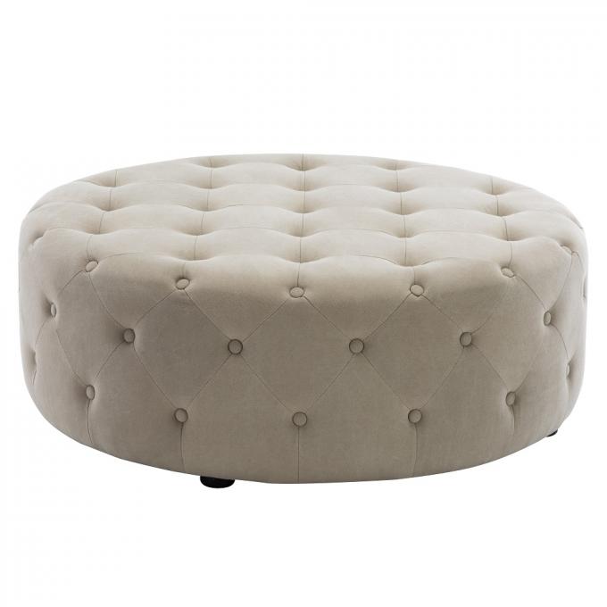 Living room furniture button detailing round upholstery bench tufting round ottoman/sofa set coffee table 1
