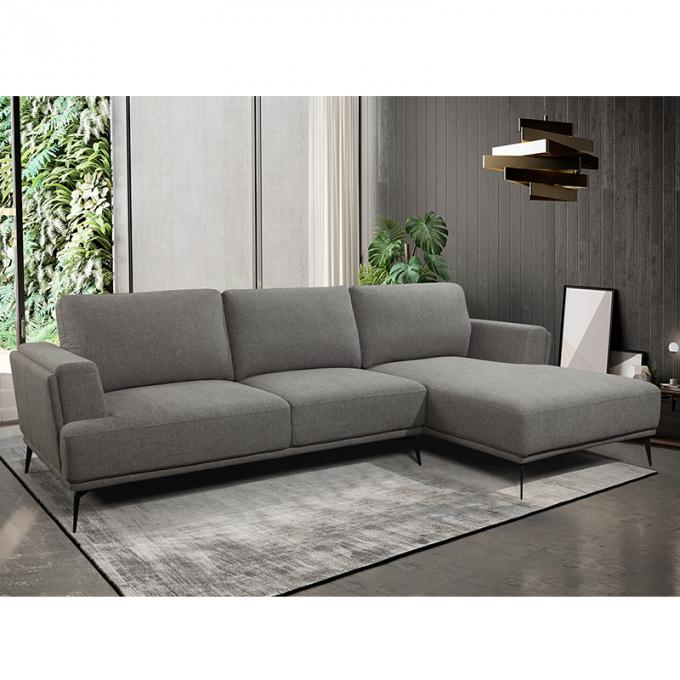 Modern Design Simple Elegance Gray Living Room Furniture Lounge Adjustable Headrest L Shaped Sofa Set Chair with Medal 0