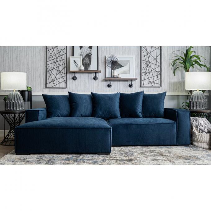 Velvet Upholstery Navy Color Module Sofa Set For Living Room Hotel 1