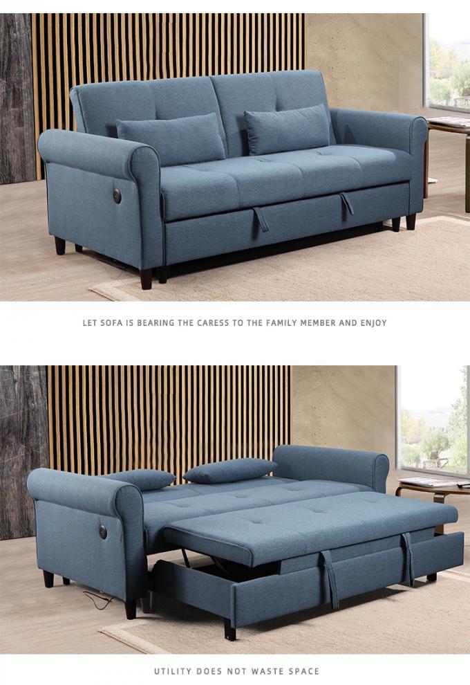 Nordic Modern sofa set Luxury designs Living room sofa furniture with USB Custom folding bed 4