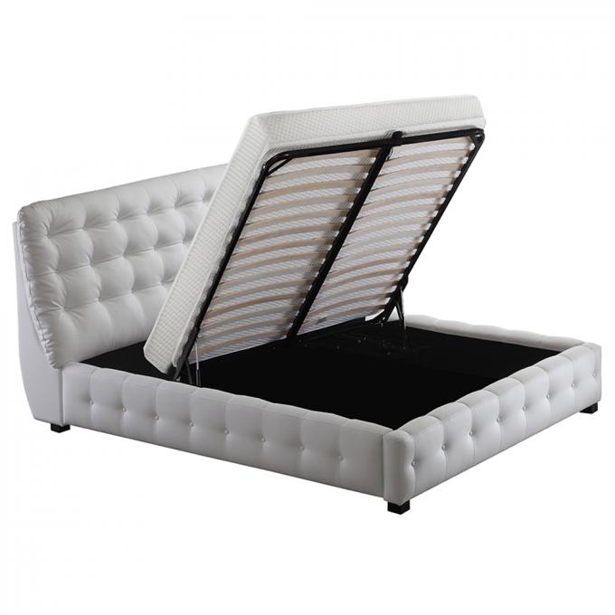King Size Modern Ottoman Storage Bed Upholstered With White Headboard 1