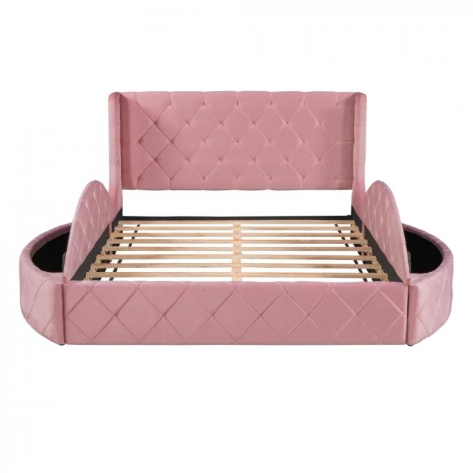 OEM/ODM Furniture Manufacturer Wholesales supply North America nice velvet fabric queen bed frame for Hotel Storage Bed 4