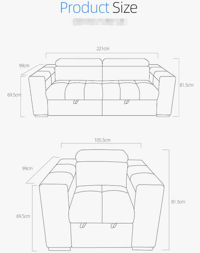 Modern sofa furniture transformer folding sofa set with arms chair +3seater adjustable headrest functional sofa bed 5