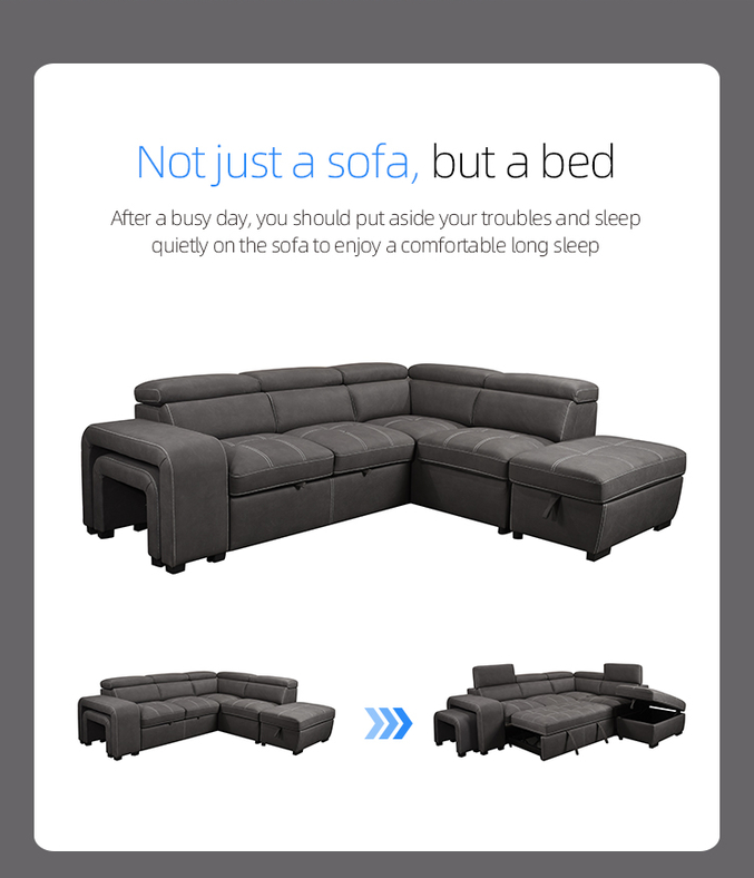 OEM/ODM Furniture Manufacturer Couch Living room L shaped sofa Modern foldable corner sofa sleeper cum bed with Storage 2