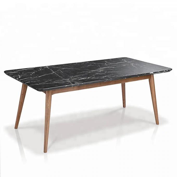 Modern High Quality Rectangular Living Table Marble Top Wooden leg Luxury Dinning Table Sets 1