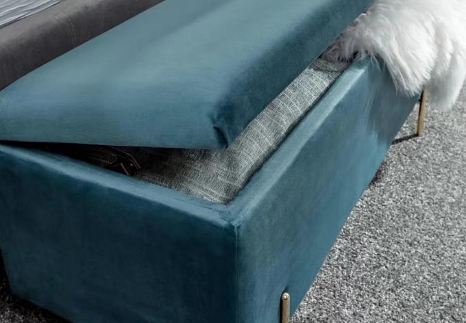 Upholstered Blue Living Room Storage Ottoman Practical For Home Office 0