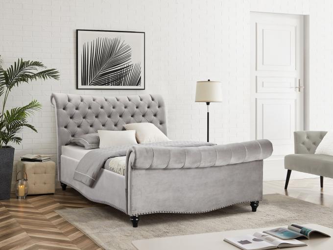 12204 GOITALIAbed frame wooden padded bed frame queen size full size fabric upholstered queen bed set king double BED 0