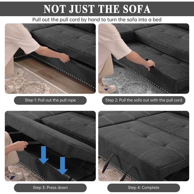 Customized Best seller sleeper sofa 3 seaters sofa set with pull out bed and chaise with storage function for Apartment 4