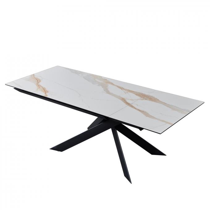 Modern Design Square Expandable Dinning room Marble Top White Luxury Dinning Table Sets 3