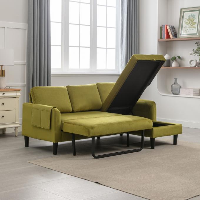 Cara Furniture Limited metal leg 2s+Chaise Olive phone pocket Reversible Sectional Sleeper Sofa with Storage 4