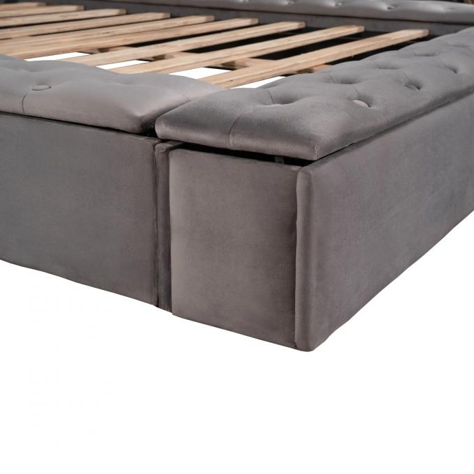 Bed furniture set modern Queen/King size tufts velvet fabric luxury multi functional soft beds for Apartment Hotel  Home 7