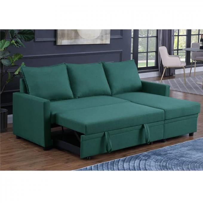 French Style Modern Simple sofa bed OEM Cheap Price Corner sofa set for Living room Green Color Linen Fabric sleeper sof 2