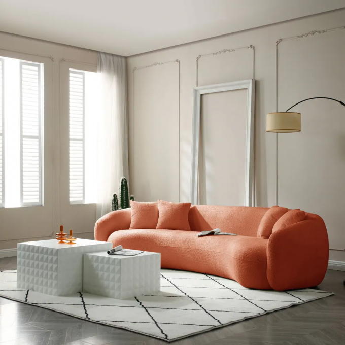 European arc cozy living room sofa modern minimalism cream moon-shaped corner berber fleece Dough sofa 7