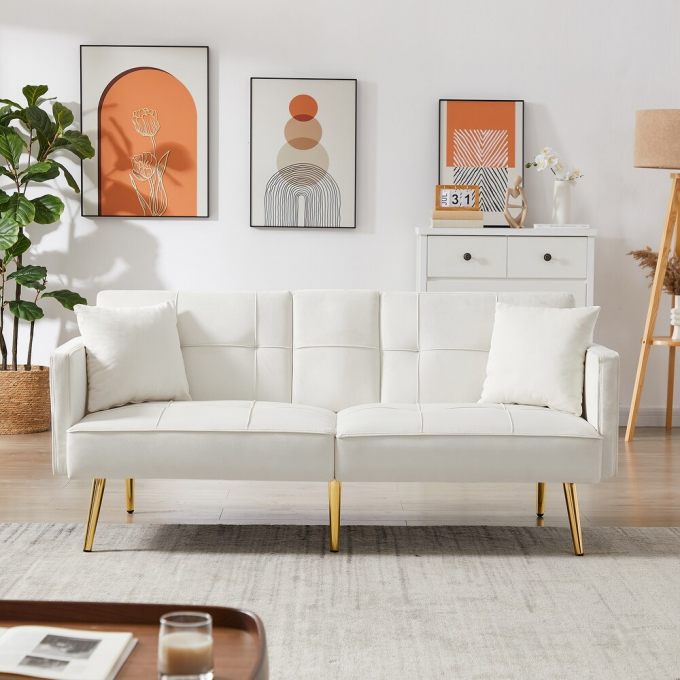 white living room velvet sofa minimalist sofa nordic loveseat sleeper balcony sofa set with cup holder 1
