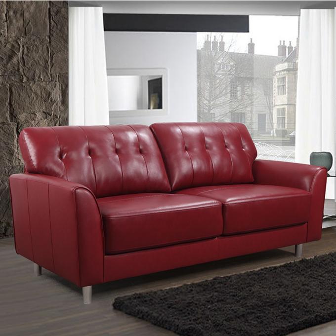 Simple Elegance Bright Red Leather Sofa Lounge Standard Furniture Party Living Room Sofa for Single/Double Person 0