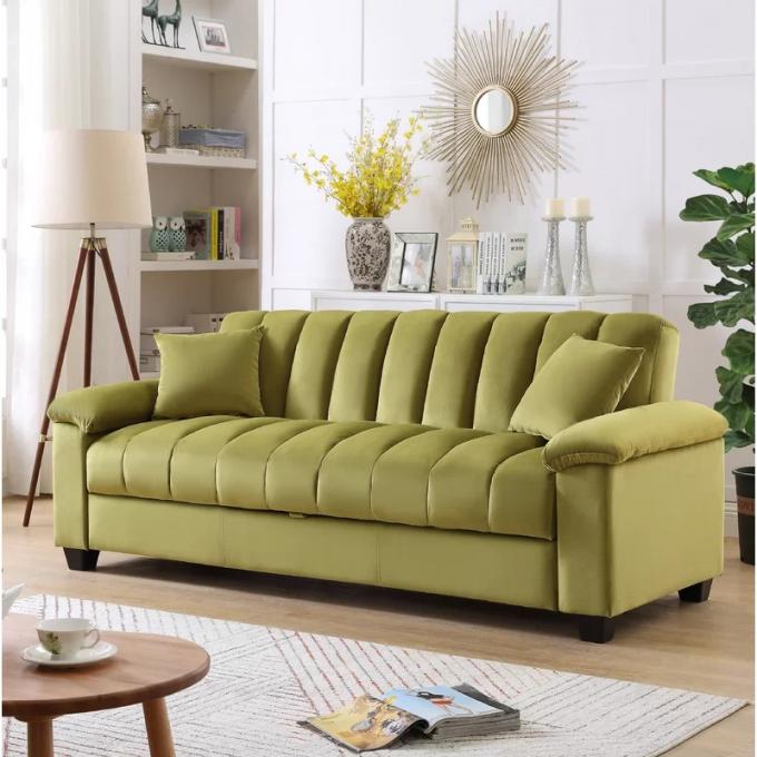 Large loading easy to hand-assembled Loveseat Sleeper blue velvet hotel reconfigurable sofa bed with storage 8