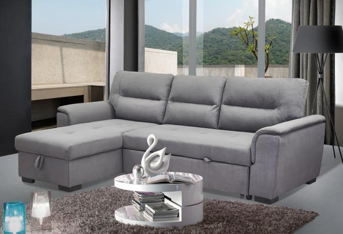Sectional Pull Out Folding Sofa Bed Multipurpose Breathable Light Gray 5