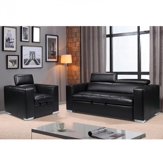 CARA 3+1 Sofa Bed Recliner Sofa Air Leather Luxury Black Convertible Folding Chair Sleeper Seat Sofa Bed 0