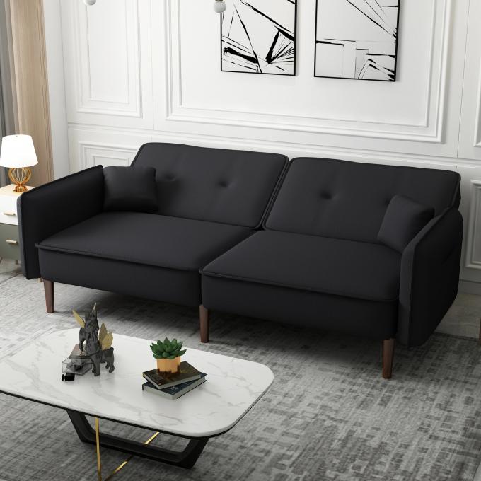Cara FURNITURE SGS report high-density sponge black polyester living room sofas bed with pocket 4