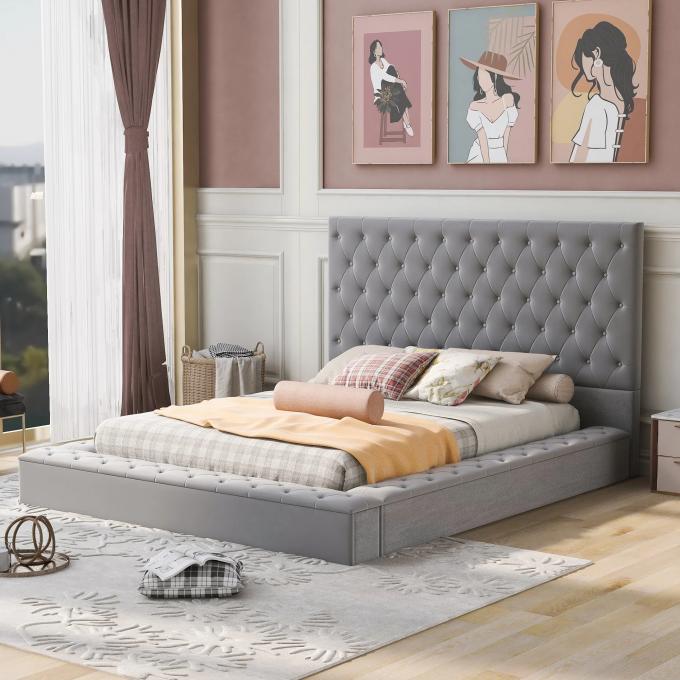 Bed furniture set modern Queen/King size tufts velvet fabric luxury multi functional soft beds for Apartment Hotel  Home 2