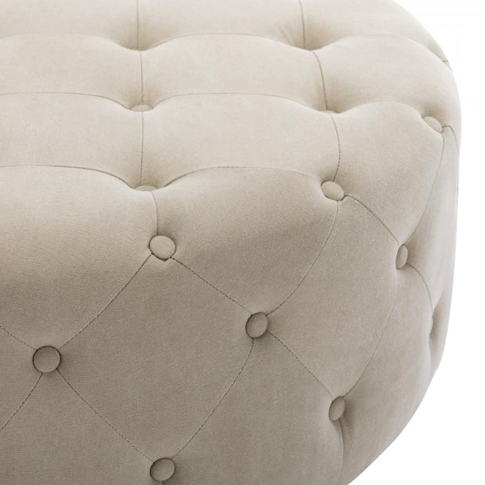 Living room furniture button detailing round upholstery bench tufting round ottoman/sofa set coffee table 2
