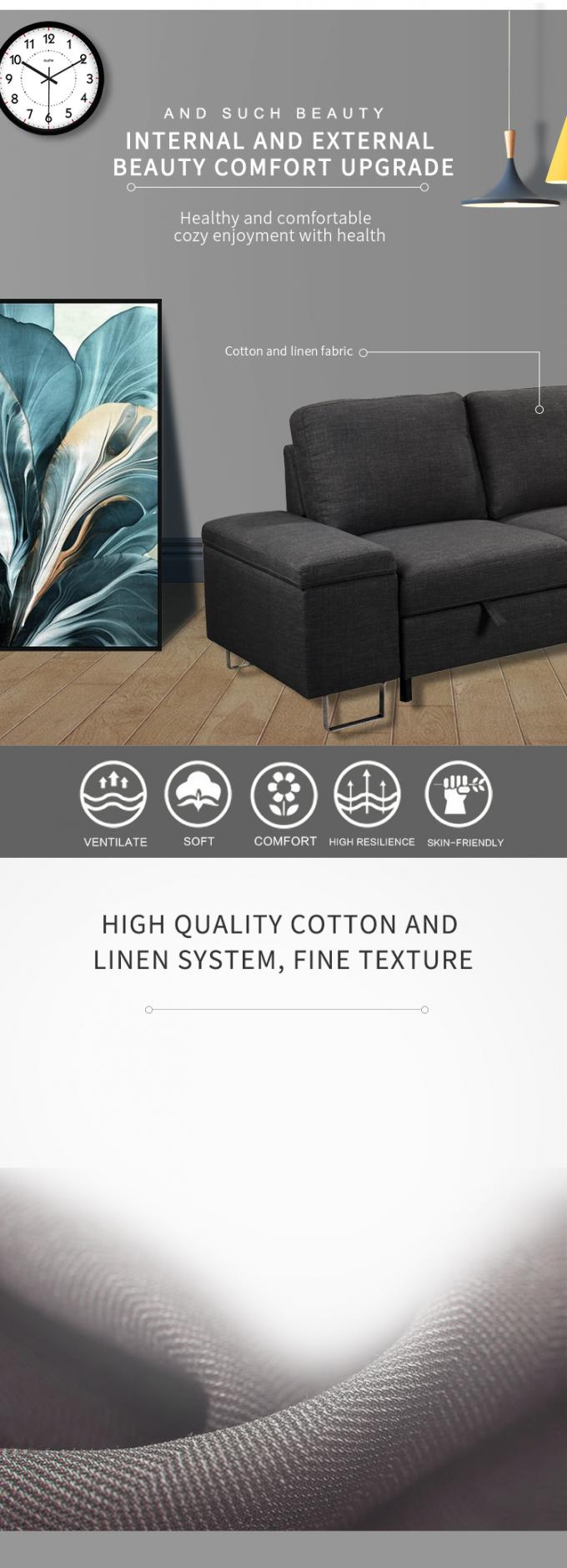 Nordic Modern style furniture sofa bed Design fabric corner sofa Lounge sectional luxury L shaped bed cum sofa 2