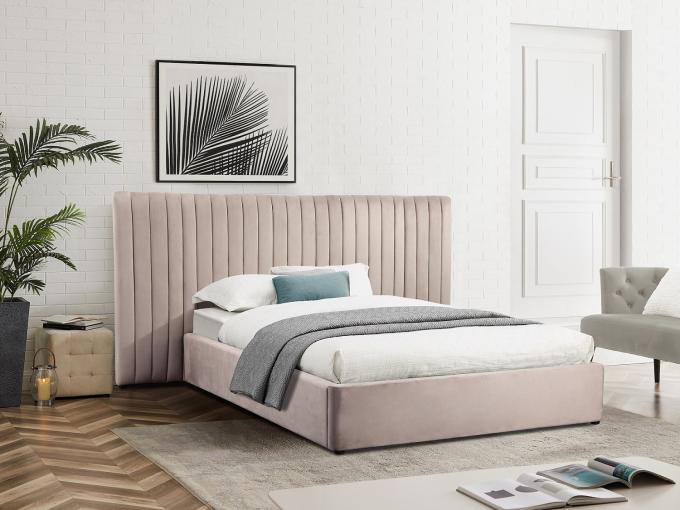 Practical Ottoman Plush Velvet Bed , Breathable Space Saving Furniture Bed 0