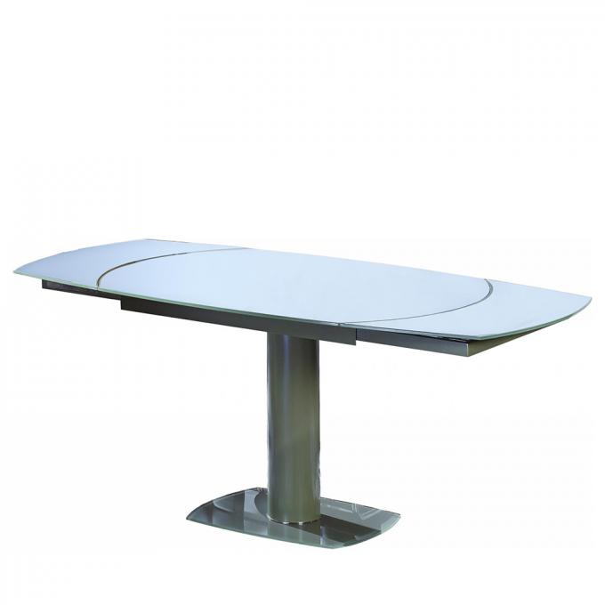Modern Living Room Extended Stainless Steel Base Swivel Fashion Tempered Glass Dinning Table Sets 0