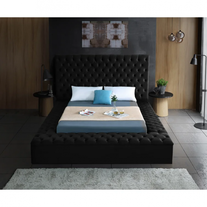 Customize velvet button tufted Designer Bedroom Luxury Bed Modern Hotel Full Luxury Queen Size Modern Hotel Storage bed 5