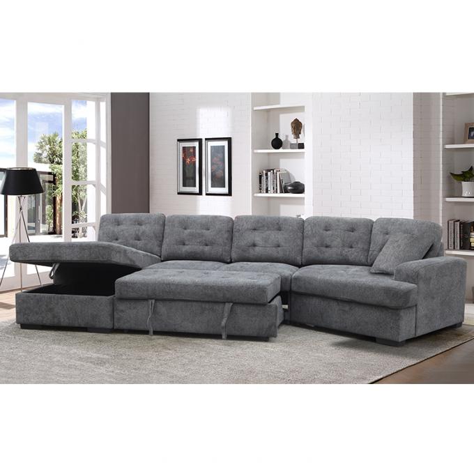 Fabric Corner Wood Sofa Bed with Storage Sofa Set Furniture Bed Room Multi-functional Folding Sectional Sofa Bed with 1