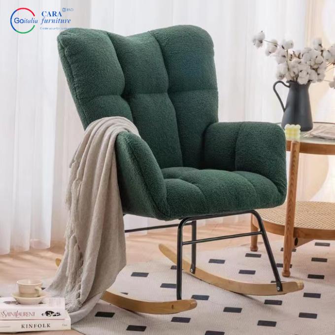 Durable Metal Wood Leg Luxury Fabric Armchairs Modern Furniture Living Room Rocking Chair 2
