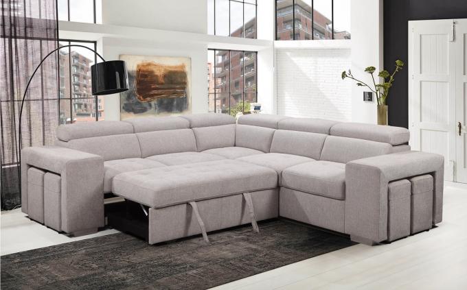 Guangdong manufacture Best seller 2seater+corner+2seater with extendable bed sofa living room sofa bed functional couch 2