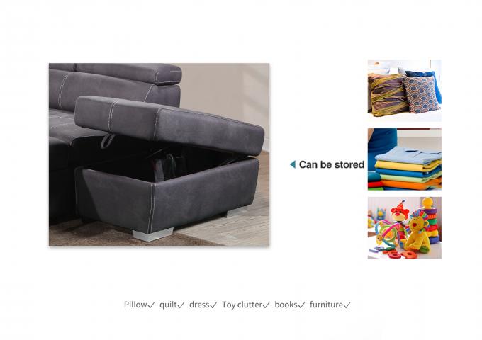 Breathable Sleeper Sectional Couch With Storage Antiwear Nontoxic 8