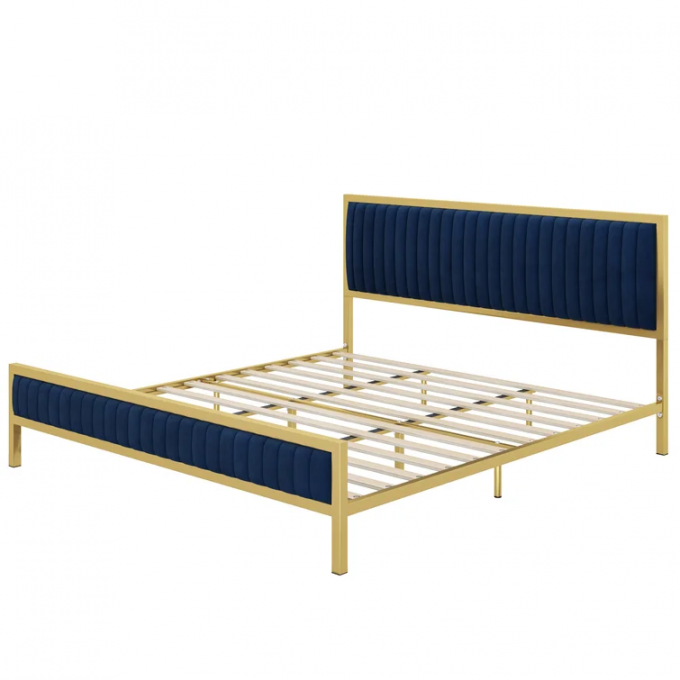 Factory Wholesales competitive price velvet Cama simple twin full queen king iron metal frame bed for bed chamber 7