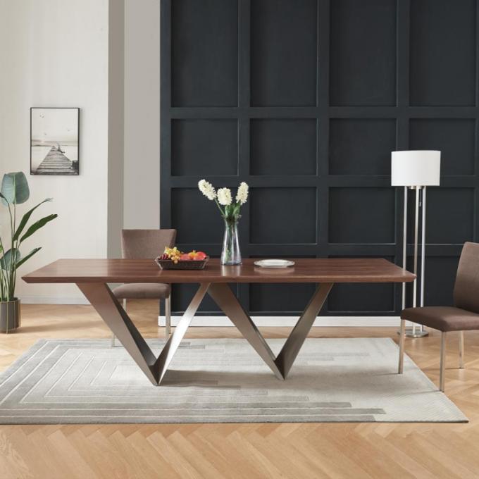 High-quality Modern Metal Frame Living room Furniture Solid Wood Design Dining Table sets 1