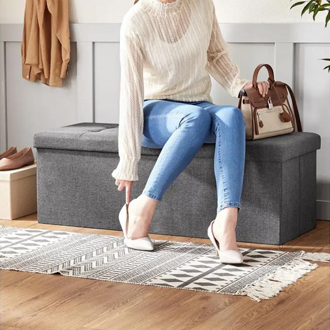 Multifunctional Living Room Storage Ottoman Bench Fabric For Apartment 0