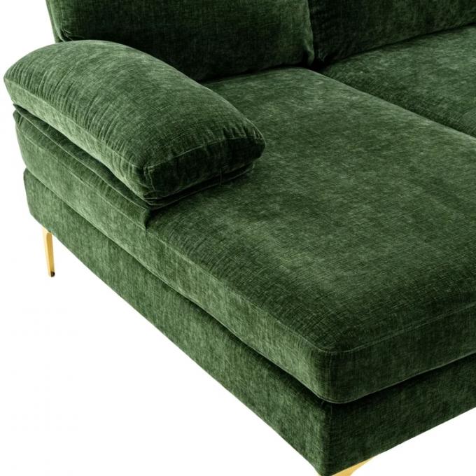 Wholesale Modern Design Living Room Chenille convertible Sectional Sofas European Style green U Shaped Corner Sofa Set 5