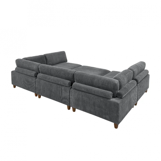 free combination Dark Gray Corduroy living room Sofa 6 - Piece sofa sets Upholstered Sectional sofa bed 6