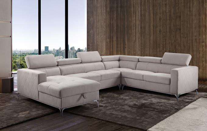 OEM/ODM Furniture Manufacturer Modern Living room sofa fabric sectional sofa couch with headrest and storage 2
