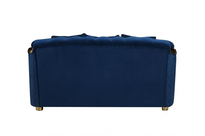 High quality button tufted room furniture sofa set with sliver metal leg 2+3S blue aluminium steel wood luxury sofa set 4