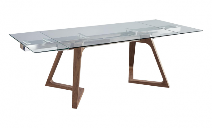 Modern Design Living room Furniture Tempered Glass Dinning Spacial Wooden leg Table sets 2