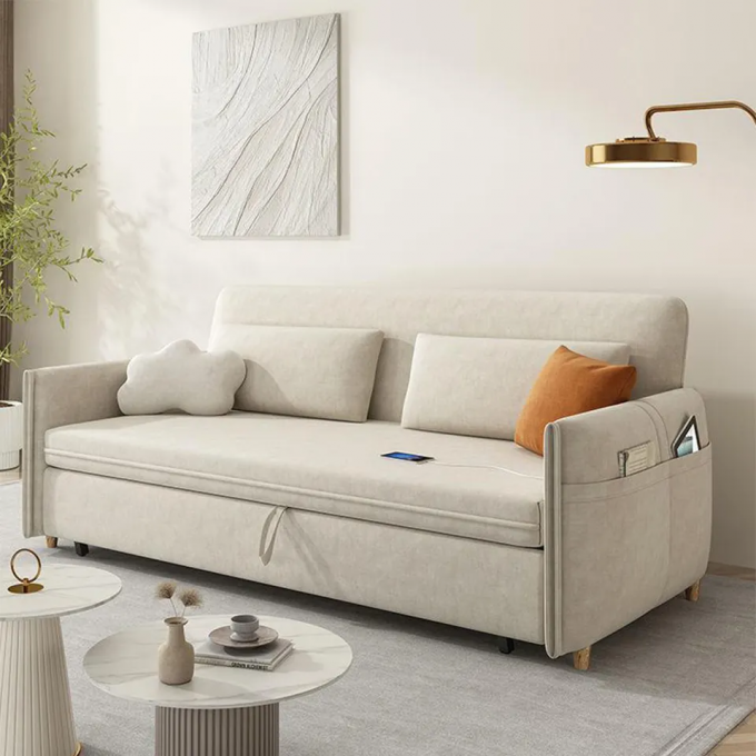 Foldable Upholstered Sofa Set Strong Wood Frame 3